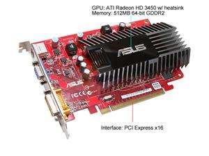 ASUS Radeon HD 3450 EAH3450/HTP/512M Video Card