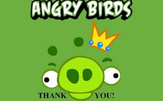 Angry Birds Green Pig King Thank You Cards 30 Pack 4x6 Folded Cards 