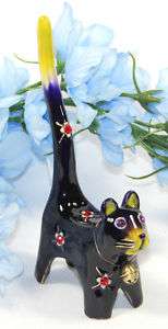 Purple Cat Decorative Animal Ring Holder Pole Dish New  