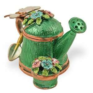   Vintage Watering Can Handmade Jeweled Metal & Enamel Trinket Box: Toys