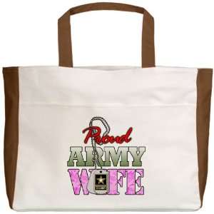  Beach Tote Mocha Proud Army Wife: Everything Else