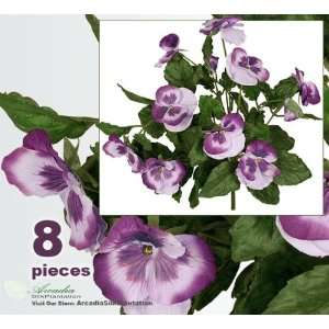  Eight 10 Pansy Artificial Silk Flower Bushes for Home 