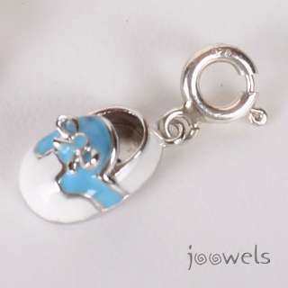 Baby Saddle Shoe Sterling Silver White & Blue Charm  