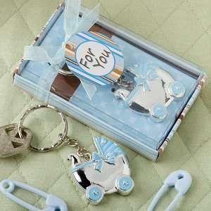  Baby Keepsake: Blue baby carriage design key chains: Baby