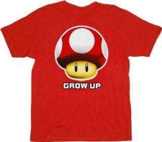  Nintendo Super Mario Grow Up Mushroom Red T shirt Tee 