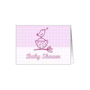 Baby Shower Invitation. Baby girl infant newborn baby bird mother bird 