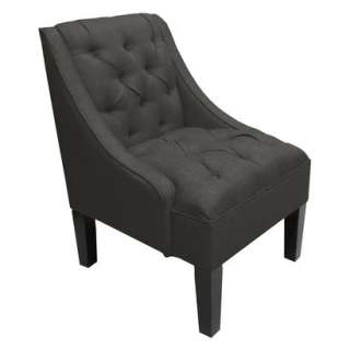 Charcoal Swoop Arm Tufted Linen Chair.Opens in a new window