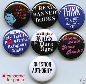 PROTEST 7 pins/buttons/badges Liberal/punk/heresy/emo  