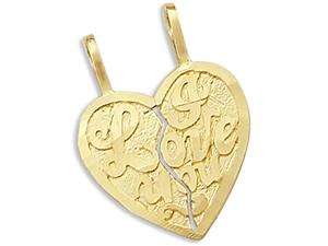    I Love You Breakable Charm 14k Yellow Gold Two Heart 
