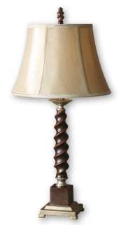 FRENCH COUNTRY S/2 Barley TABLE LAMP Twist Twisted Wood  