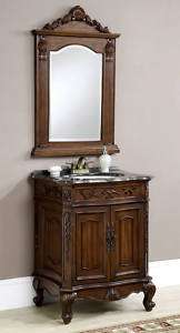 Single Bath Vanity Cabinet w/ Marble Top & Mirror # 3029 P 2pc   29 