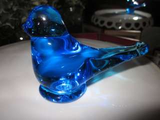 Blue Bird of Happiness Figurine ART GLASS RON RAY 1991  