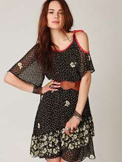 FREE PEOPLE CONFETTI FLORAL DRESS BLACK COMBO NWT  