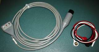 Brand New 3 Lead EKG / ECG Cable With Snap Leads For Invivo, Spacelabs 