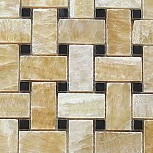   Tech Glass Marble Series Basketweave Honey/Black Dot Ceramic Tile