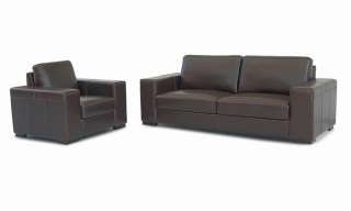 Dark Brown Leather Sofa & Chairs Set   Click Image to Close