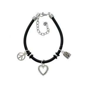   Beehive with 4 Bees Black Peace Love Charm Bracelet [Jewelry] Jewelry