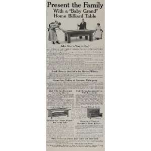  1911 Ad Brunswick Baby Grand Pocket Billiard Table Pool 
