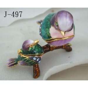  Aqua Bird Jewelry Trinket Boxes W Crystal Accents Sitting 