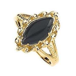   Crafting   Brilliant Marquise Shape Black Onyx Gold Ring (8) Jewelry