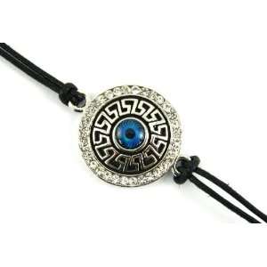  Black Leather Bracelet Kabbalah Evil Eye Star Astrology Wheel 