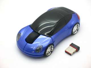 Car USB 2.4G 1600dpi 3D Optical Wireless Mouse Mice,BLue Color  
