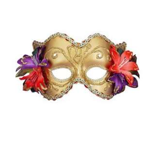 Venetian Half Mask with Flowers   Gold.Opens in a new window