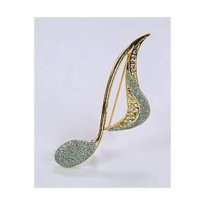  Gold/silver Metal Musical Note Brooch 