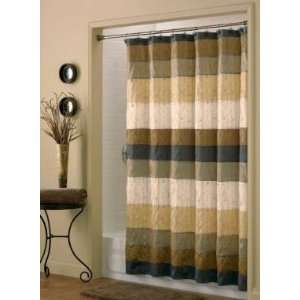   Chateau Stripe Faux Silk Fabric Shower Curtain