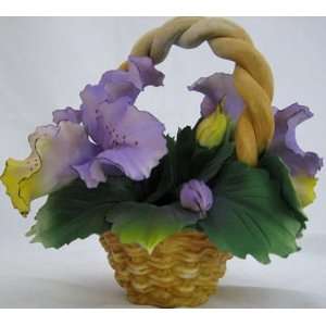  Capodimonte Orchids Porcelain Basket Flowers w Buds Free 