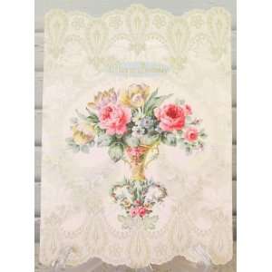 Carol Wilson Happy Birthday Vintage Vased Floral Jewel Lace