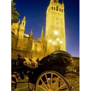  Carriage Outside Cathedral at Night, Sevilla, Spain Lonely 