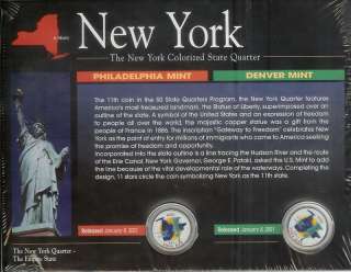 NEW YORK Colorized State Quarter 2001  2 Coin Set. RARE  