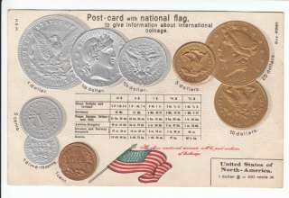   Coin Postcard Exchange Rates Flag Wheat Penny Dollar Russia Rare Old