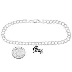  Silver Small Ram on 4 Millimeter Charm Bracelet Jewelry