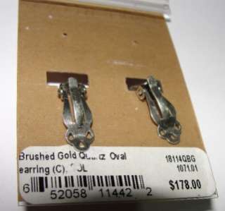 NWT $178 Lori Bonn Brushed Gold Quartz Oval Earrings  