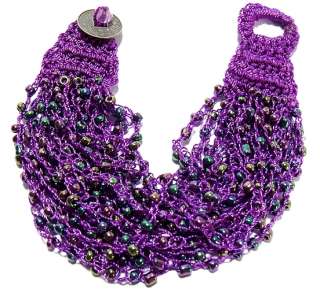 Tibetan Purple Rice Bead Crochet Bracelet  