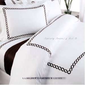 10pc Hotel Chocolate Brown Bedding White Brown Bed in a Bag Full Size 