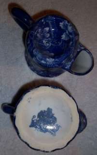 victorian ware ceramic flow blue tea dispenser cup pot  
