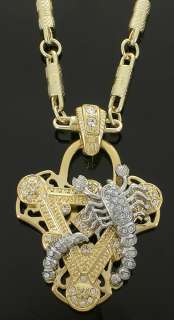 Mens Fake Gold Plated Iced Out Scorpion Hip Hop Bling Pendant Charm 