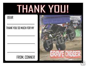 Setof10 Monster Jam Truck Personalized Thank You Cards  
