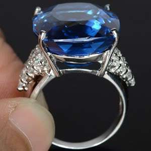   BLUE TOPAZ & WHITE SAPPHIRE STERLING SILVER 925 RING SIZE 6.75 US,N UK