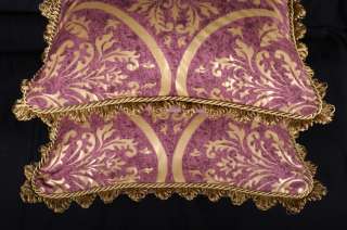 Decorative Throw Pillows in Scalamandre Venezia Fabric, Velvet and 