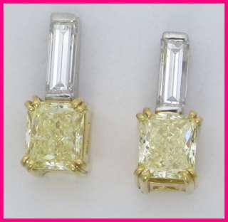 22kyg & Platinum Radiant Cut Diamond Earrings 2.05ct  