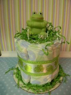 FROG mini diaper cake, baby shower decoration/centerpiece blue or pink 