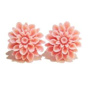   Cat Jewellery Store Resin Chrysanthemum Stud Earrings   Coral: Jewelry