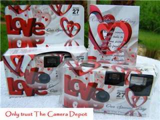 10 BIG RED HEARTS disposable cameras 4 wedding/party,35mm,27exp 