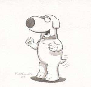 FAMILY GUY BRIAN OOAK ORIGINAL HAND INK DRAWING SIGNED  