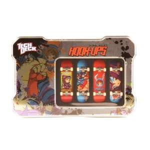  Tech Deck Tin with 4 Boards Hook Ups Skateboardss Toys 