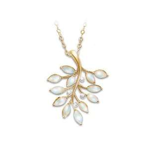   Genuine Opals And Diamonds Pendant Necklace by The Bradford Exchange